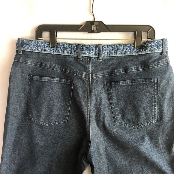 Talbots Blue Wide Leg Denim Women's Pant w/ Decorative Trim, Size 14 - Picture 3 of 6